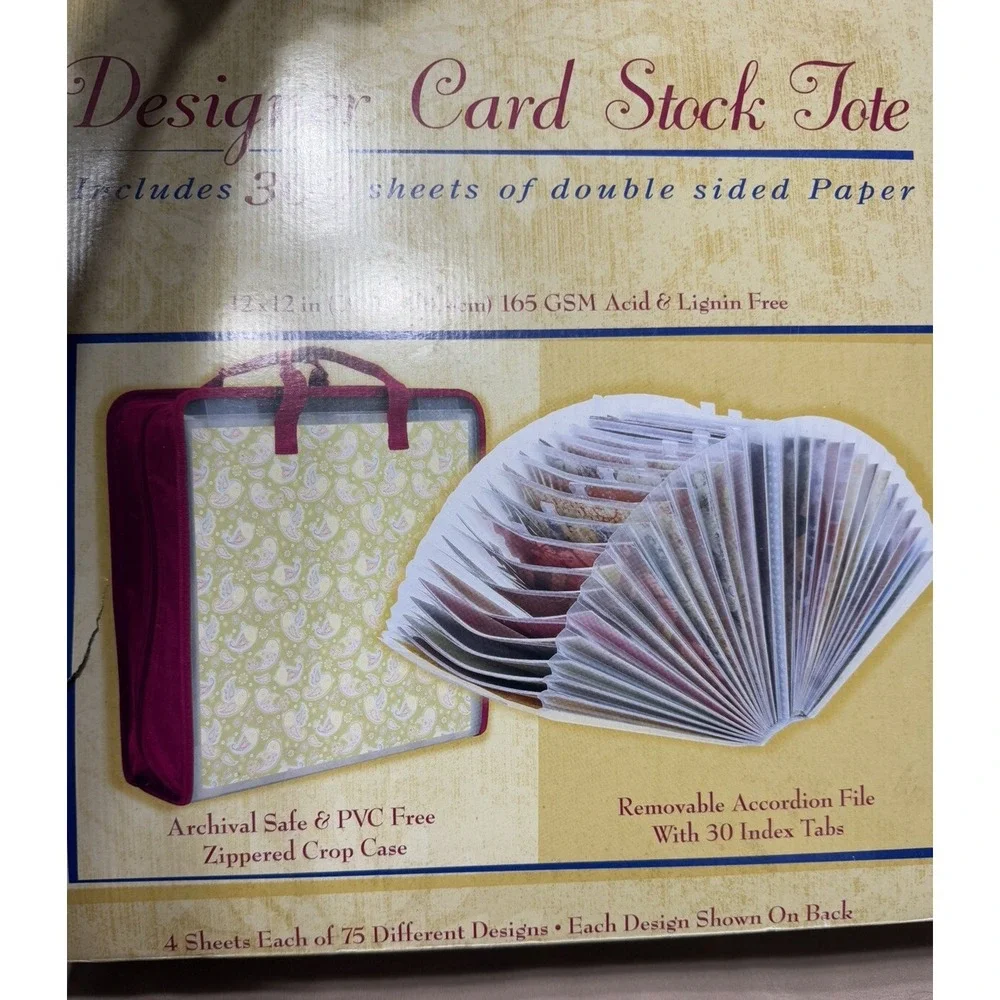 Designer Card Stock Tote 300 Double Sided Sheets Removable Accordion File New‎
